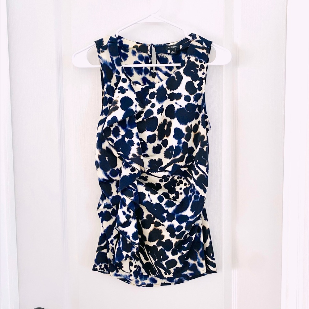 Ann Taylor Sleeveless Ruffle Front Blouse